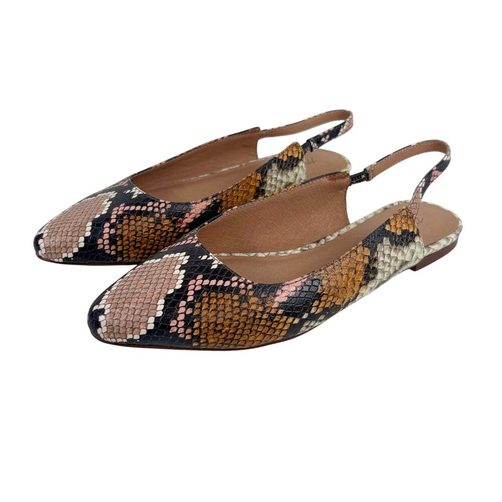 Madewell The Margot Slingback Flat in Snake Embossed Leather Size 7